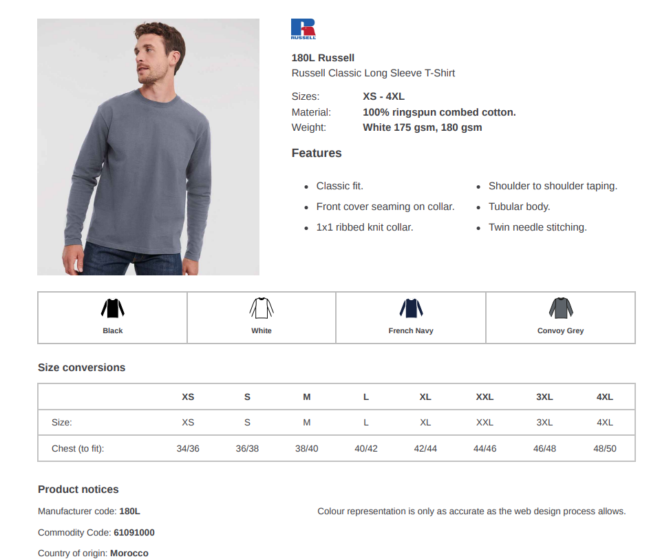 Result: Brand t-shirt made of 175gsm fabric, meeting the minimum standard for high-quality embroidery customization, with personalisation options available.